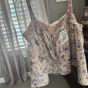 Magnolia Pearl Cream and Purple Button closure Sleeveless Camisole